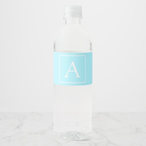 Simple Sky Blue Monogram Water Bottle Label