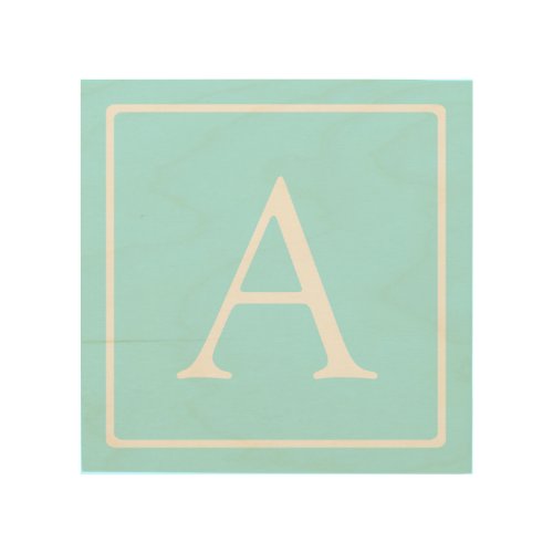 Simple Sky Blue Monogram Wood Wall Art