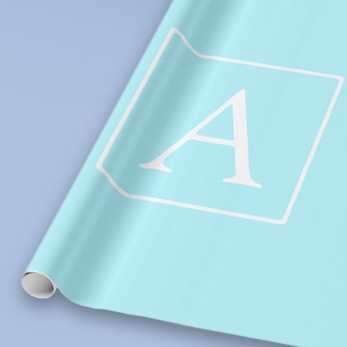 Simple Sky Blue Monogram Wrapping Paper