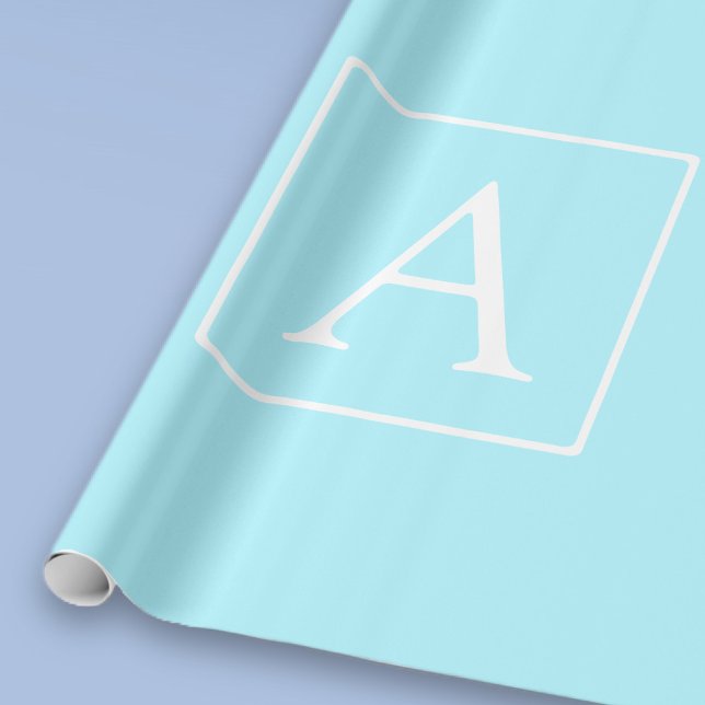 Simple Sky Blue Monogram Wrapping Paper (Creator Uploaded)