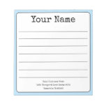 Simple Sky Blue Retro Add Your Name Lined  Notepad