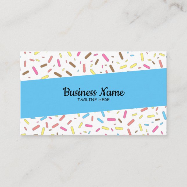 Simple Sky Blue Sprinkles Frosting Ice Cream Shop Business Card (Front)