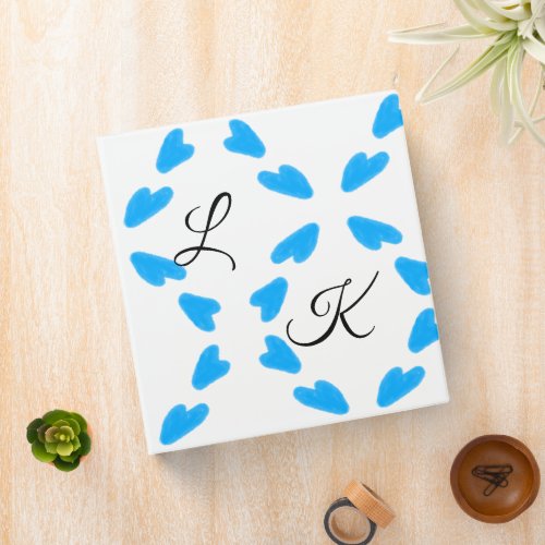 Simple sky blue watercolor add your monogram name  3 ring binder