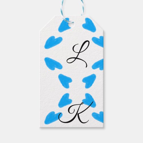 Simple sky blue watercolor add your monogram name  gift tags