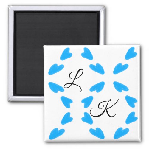 Simple sky blue watercolor add your monogram name  magnet