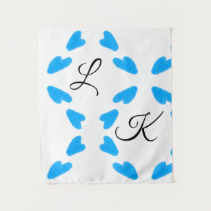 Simple sky blue watercolor add your monogram name tapestry