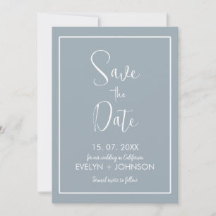 Simple sky blue & White Elegant Minimalist Save The Date