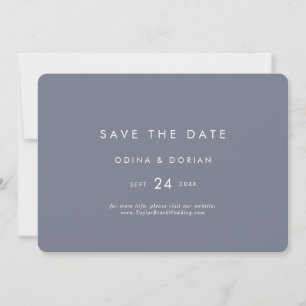Simple Slate Blue Gray Horizontal Save The Date