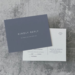 Simple Slate Blue Gray Menu Choice RSVP Postcard