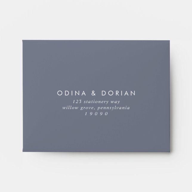 Simple Slate Blue Gray Self-Addressed RSVP Envelope (Front)