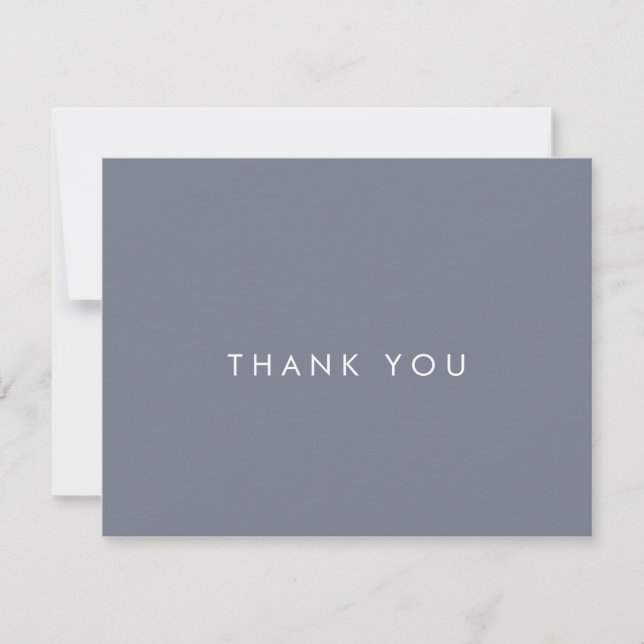 Simple Slate Blue Gray Wedding Thank You Card (Front)