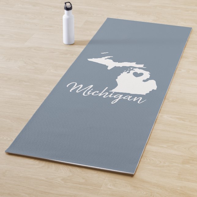 Simple Slate Blue Michigan Home State Map   Yoga Mat (In Situ)