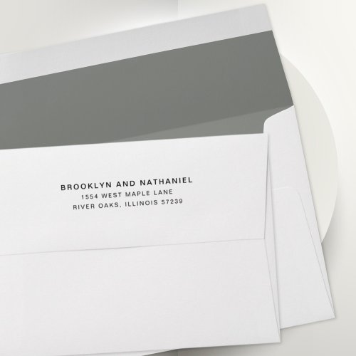 Simple Slate Gray Return Address Lined Envelope