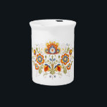 Simple Slavic Folk Flowers Art Beverage Pitcher<br><div class="desc">This folk style art combines beautiful repeating floral ornaments with Slavic traditional mystical poetics.</div>