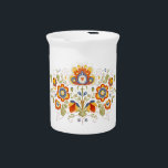 Simple Slavic Folk Flowers Art Beverage Pitcher<br><div class="desc">This folk style art combines beautiful repeating floral ornaments with Slavic traditional mystical poetics.</div>