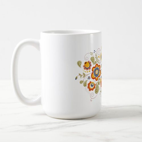 Simple Slavic Folk Flowers Art Coffee Mug