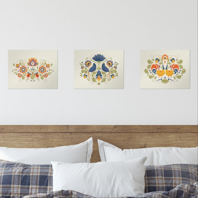 Simple Slavic Folk Flowers Art Wall Art Sets (Bedroom)
