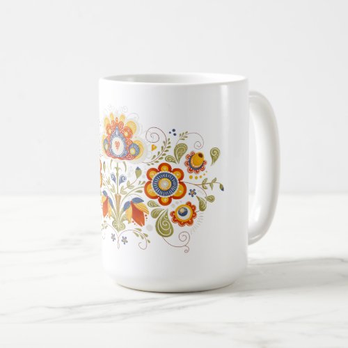 Simple Slavic Folk Flowers Coffee Mug