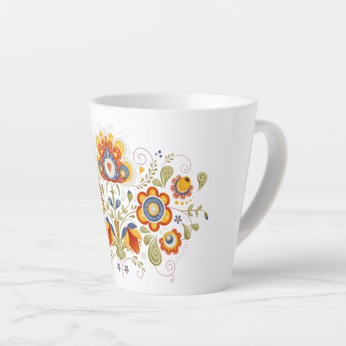 Simple Slavic Folk Flowers Latte Mug