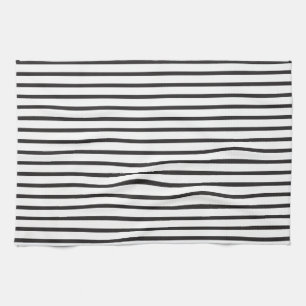 Simple Sleek Black and White Stripes Kitchen Towel