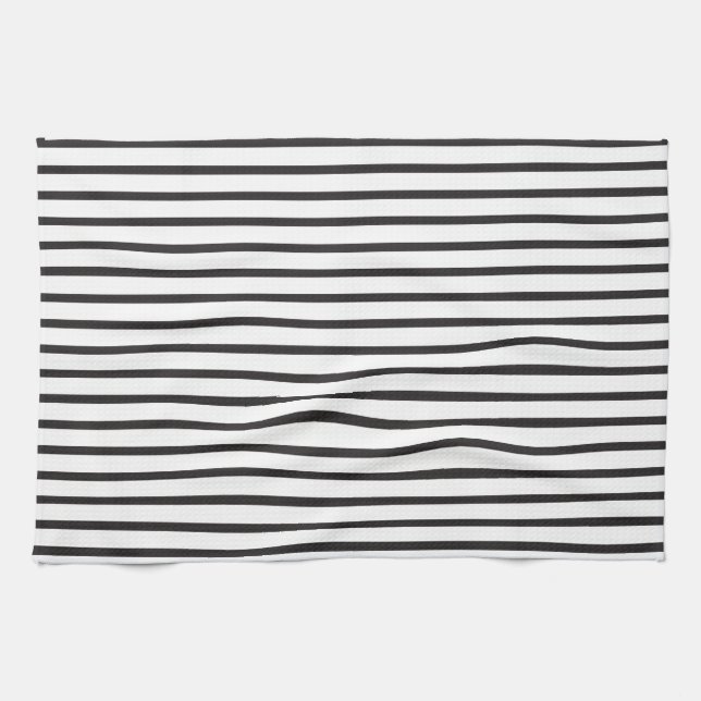 Simple Sleek Black and White Stripes Kitchen Towel (Horizontal)