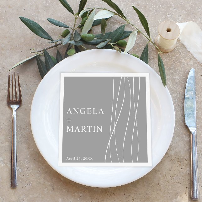 Simple Sleek Lines Silver Gray Paper Dinner Napkins (Creator Uploaded)
