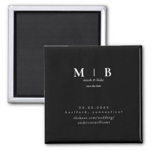 Simple & Sleek Monogram B/W Wedding Save the Date Magnet