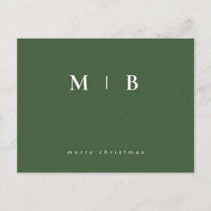 Simple Sleek Monogram Christmas Postcard
