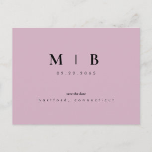 Simple & Sleek Monogram Lavender II Save the Date  Announcement Postcard