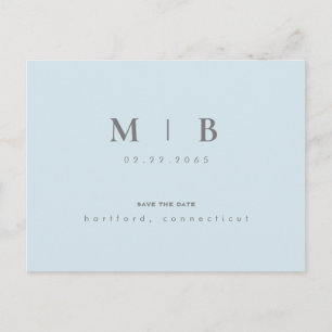 Simple & Sleek Monogram Sky Save the Date Announcement Postcard