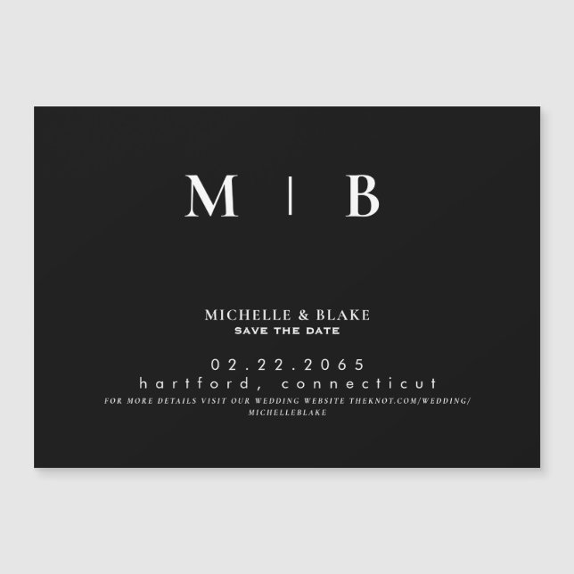 Simple & Sleek Monogram Wedding Save the Date  Magnetic Invitation (Front)