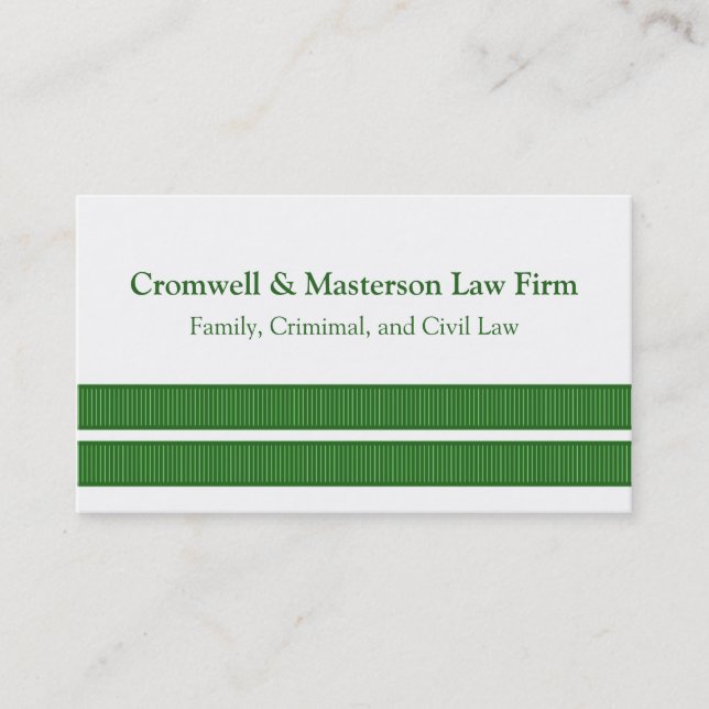 Simple Sleek Stripes Business Card, Green Business Card (Front)
