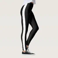 Black and Red Stripes Pattern Striped Leggings, Zazzle