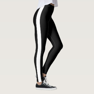 BLACK BACKGROUND WHITE THIN STRIPE Leggings for Sale by Yanwun