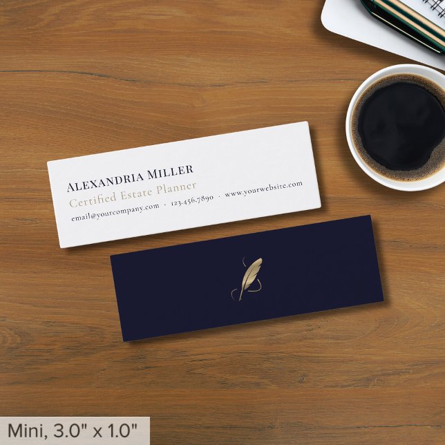Simple Slim Quill Logo Mini Business Card (Creator Uploaded)