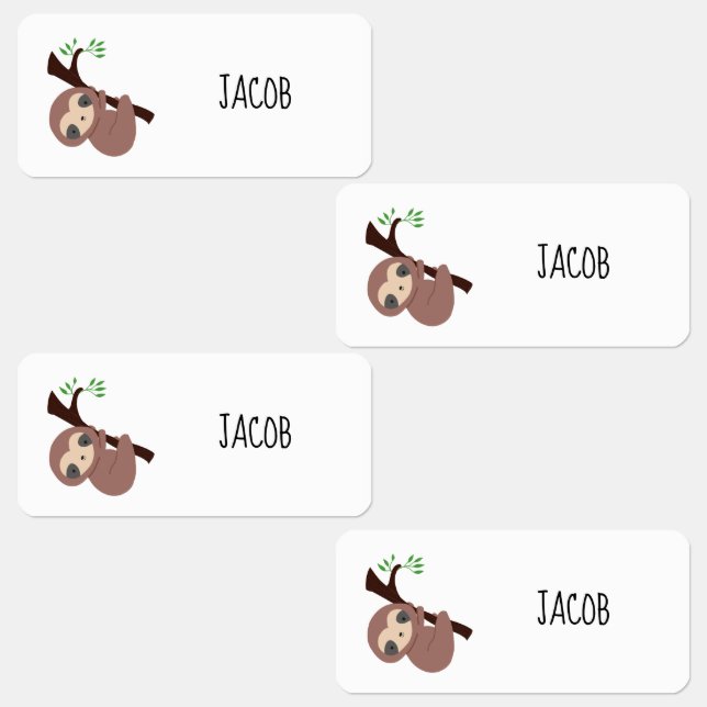 Simple Sloth Minimal Kids Back to School Custom Kids' Labels (Group)