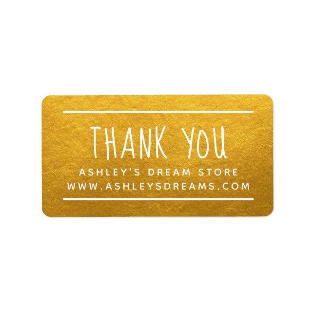 Simple Small Business Gold Thank You Sticker (Front)