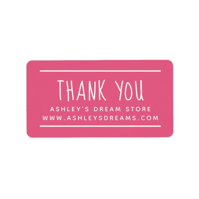 Simple Small Business Hot Pink Thank You Sticker (Front)