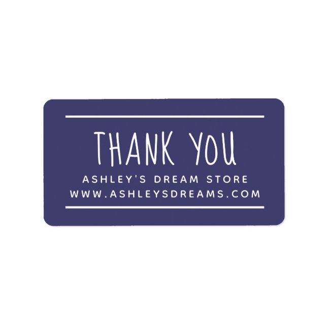 Simple Small Business Navy Blue Thank You Sticker (Front)