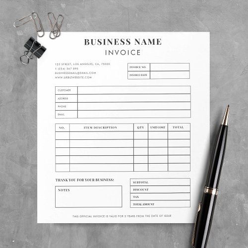 Simple Small Business Sales Client Invoice Notepad