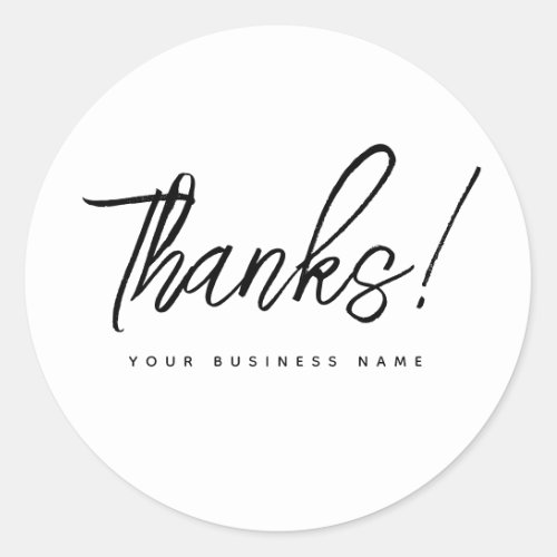 Simple small business white thank you  classic round sticker