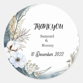 simple small round white roses wedding stickers