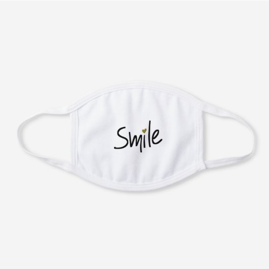 Simple Smile White Cotton Face Mask (Front)