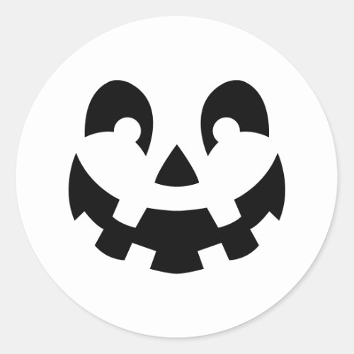 Simple Smiling Halloween Pumpkin Face Black White Classic Round Sticker
