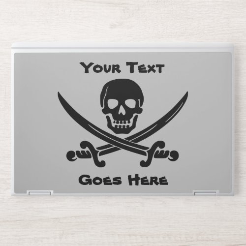 Simple Smiling Pirate Skull with Crossed Swords HP Laptop Skin