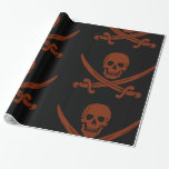Simple Smiling Pirate Skull with Crossed Swords Wrapping Paper
