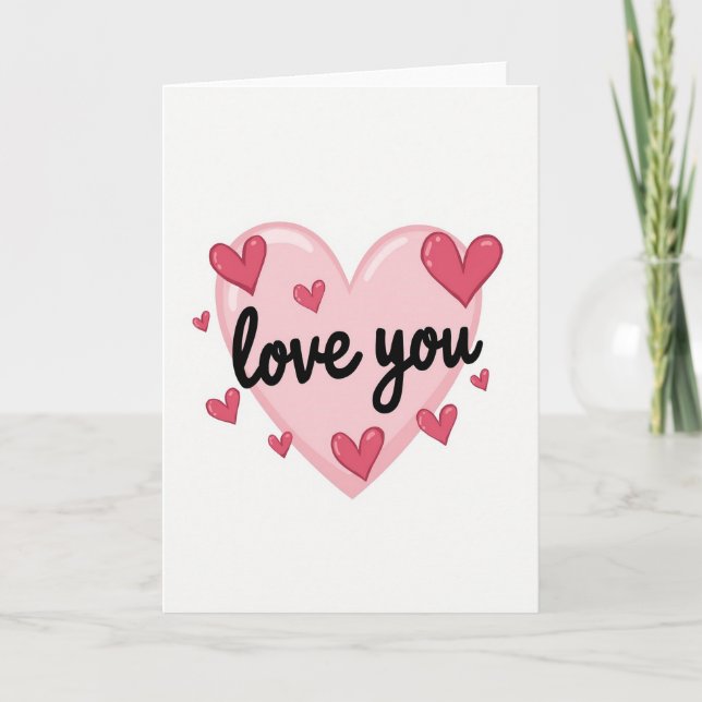 Simple Smooth Love You Hearts Card (Front)