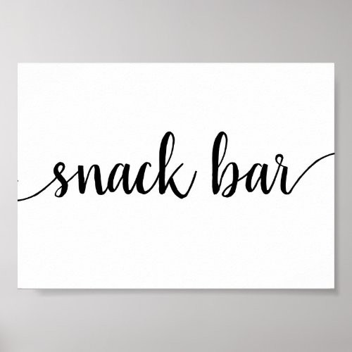 Simple Snack Bar  Black Script Any Event Sign