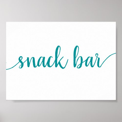 Simple Snack Bar  Teal Aqua Any Event Sign