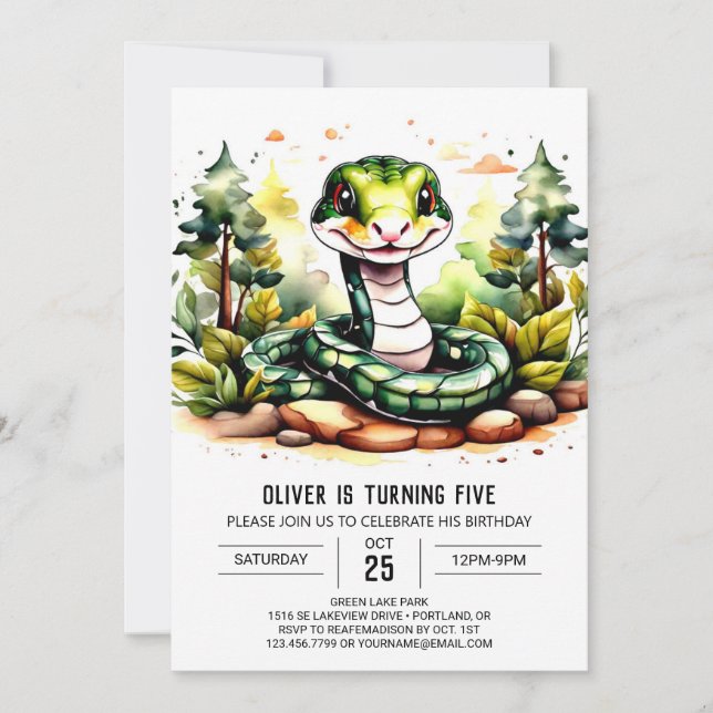 Simple Snake Celebration Birthday Invitation (Front)